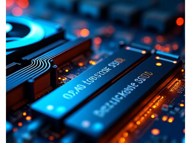 Yüksek performanslı sunucu donanımlarını gösteren detaylı bir görüntü: SSD'ler, CPU'lar ve ağ bileşenleri.